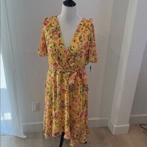 Jessica Howard Yellow Floral Midi Dress